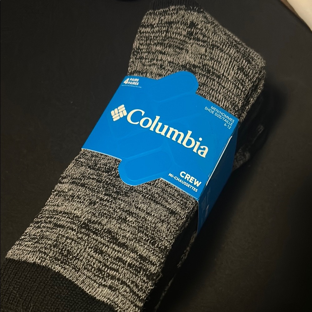 Columbia Casual Socks Black and Gray Cotton Blend